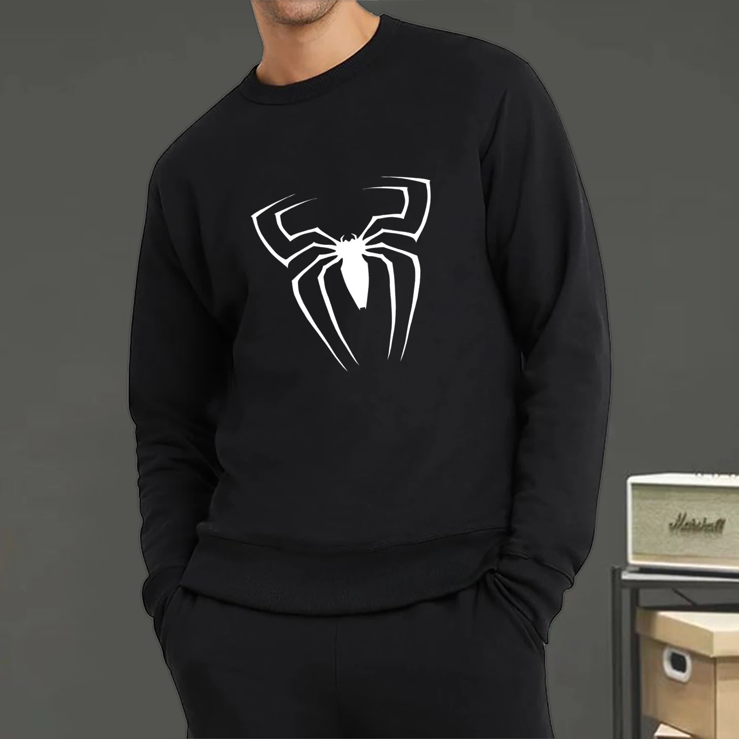 

Superhero Spider Print Women Men Crew Neck Loose Pullover Long Sleeve Sweatshirt Oversize Hoodie Couple Clothes Streetwear
