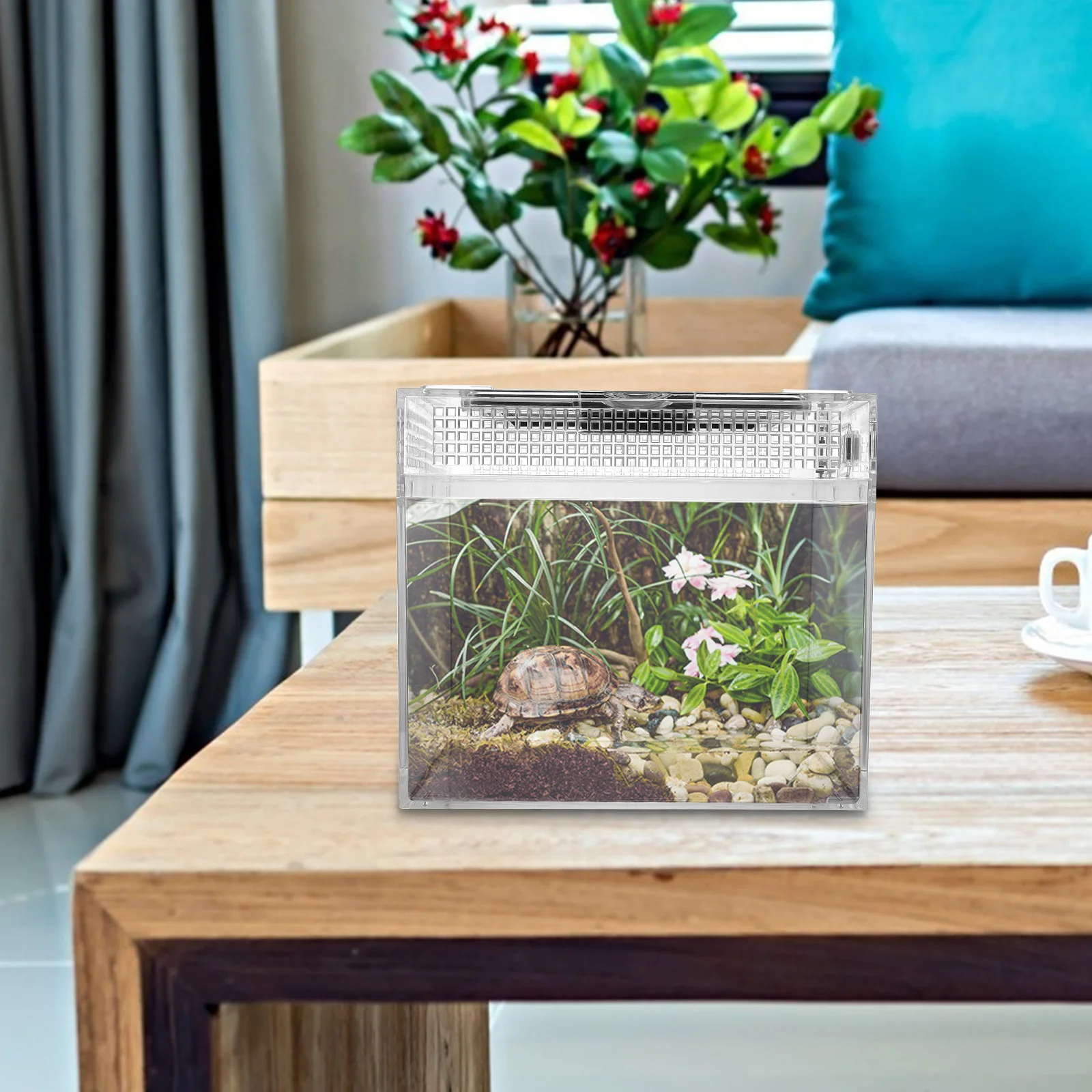 

1Pcs Reptile Breeding Box Clear Plastic Medium Tank for Small Pets Snakes Lizards Hermit Crabs Feeding Container