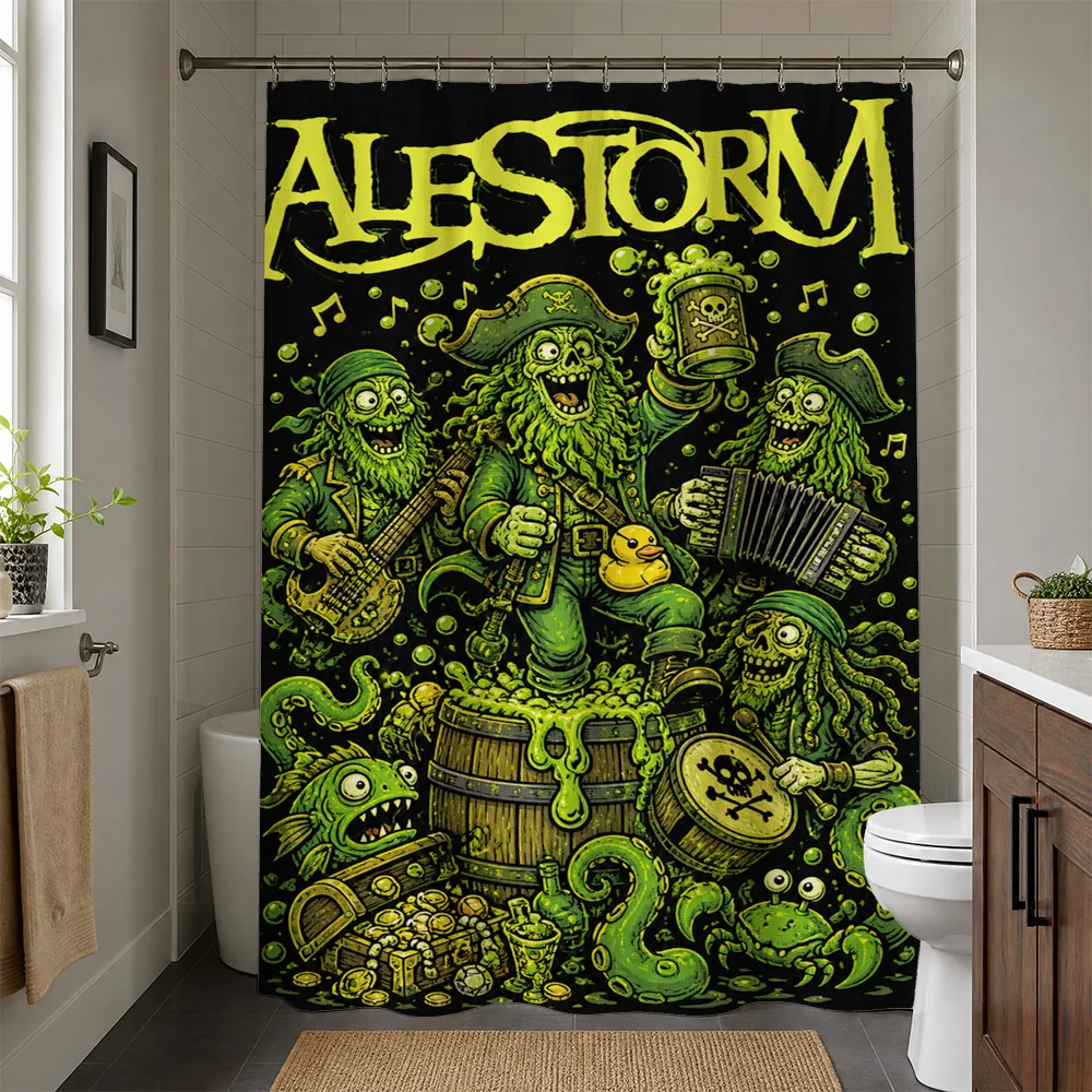 Waterproof Gothic Monster Shower Curtain Halloween Punk Rock Band Bathroom Liner Horror Decor Steampunk Graphic Shower Curtain f