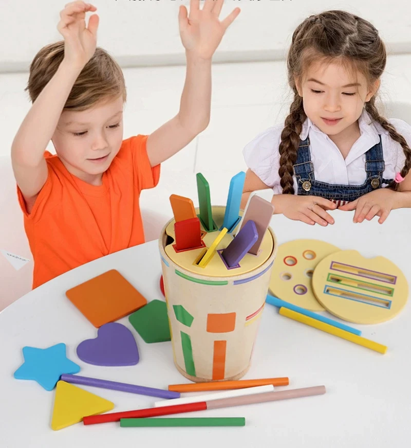 3-in-1-Montessori-Spielzeug aus Holz, Farbsortierung, Lernspielzeug für Kleinkinder, Feinmotorik, sensorisches Spielzeug, Entwicklung, passende Spiele