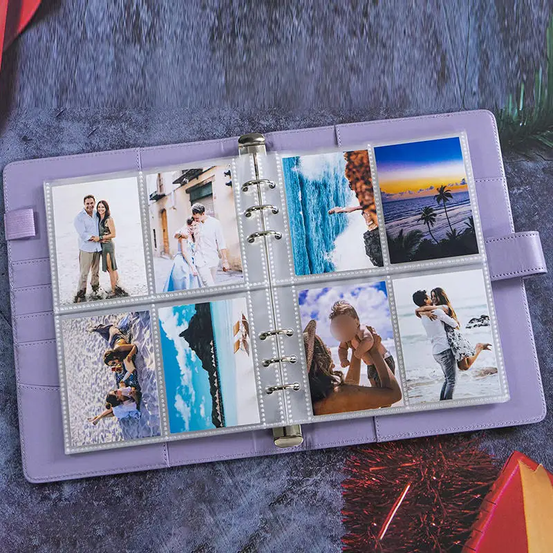 Kpop Fotokartenalbum mit 25 Seiten, 4-Fach-Kartensammler-Album mit 100 Kartenfächern, PU-Ledereinband zur Kartenorganisation – Detail 25