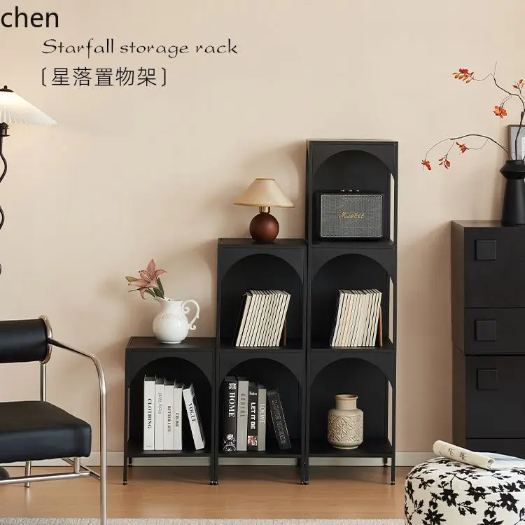 ZML Iron Art Book and Newspaper Rack Living Room Floor-standing Storage Rack Corner Bookcase Storage Display Cabinet