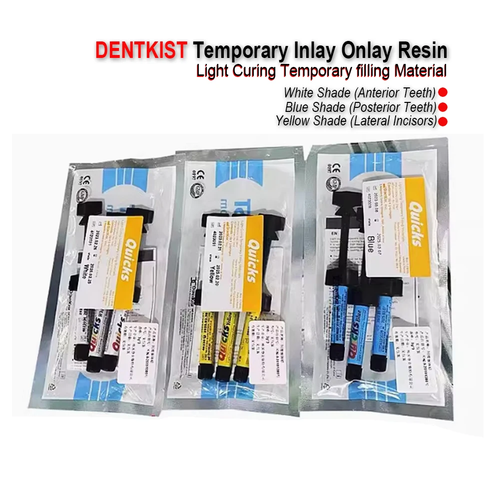 Dentistry Light Cure Composite Resin 3 Shades Dental Temporary Inlay Wax Anterior Posterior Teeth Filling DENTKIST Materials