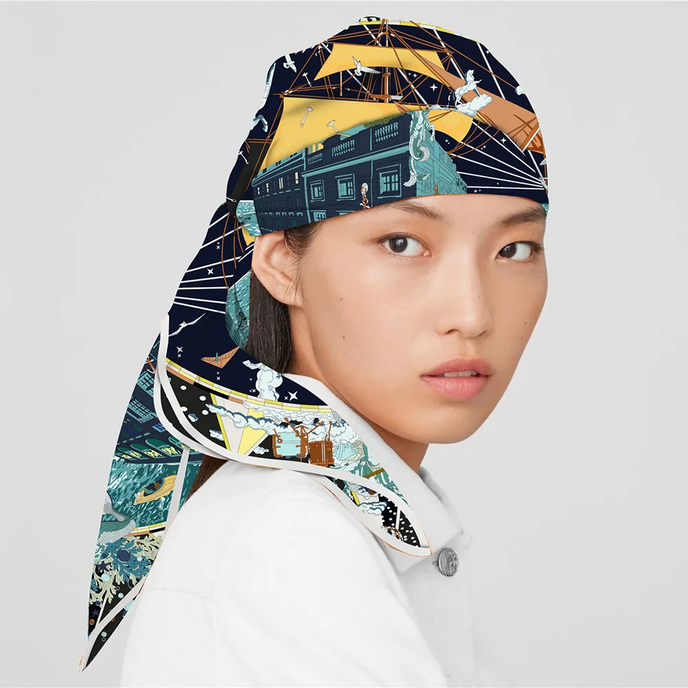 

Silk Twill Scarf Women 90cm Bandanas Shawls Lady Luxury Bag Belt Accessories Mother's Day Valentine's Day Christmas Gift 90cm