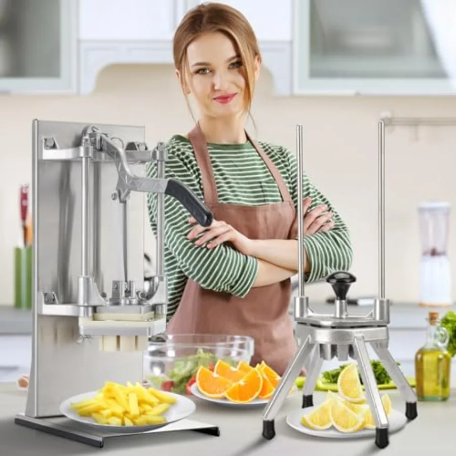 

Коммерческий ручной резак для картофеля фри 4 в 1 и коммерческий легкий клиновой нож с 8 клинорами, нож для фруктов и лайма