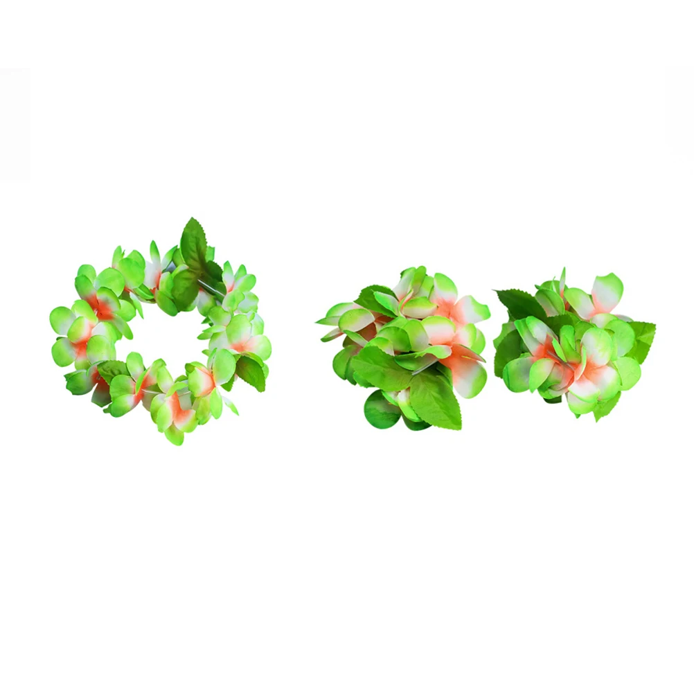 

4 Pcs/ Hawaiian Lei Tulle Dash Flower Garland Beach Garlands Choker Headband Wreath Crown Floral