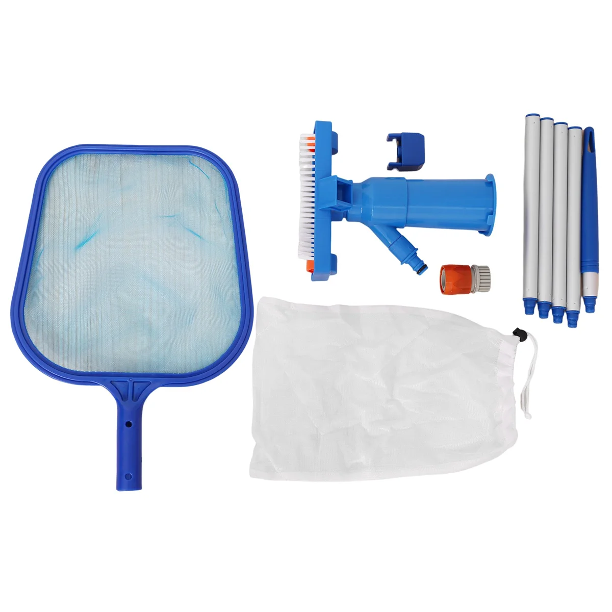 Clean Pool Swimming Pool Leaf Skimmer Net with Telescopic Aluminum Pole with Fine Mesh Netting Basket, Adjustable Length