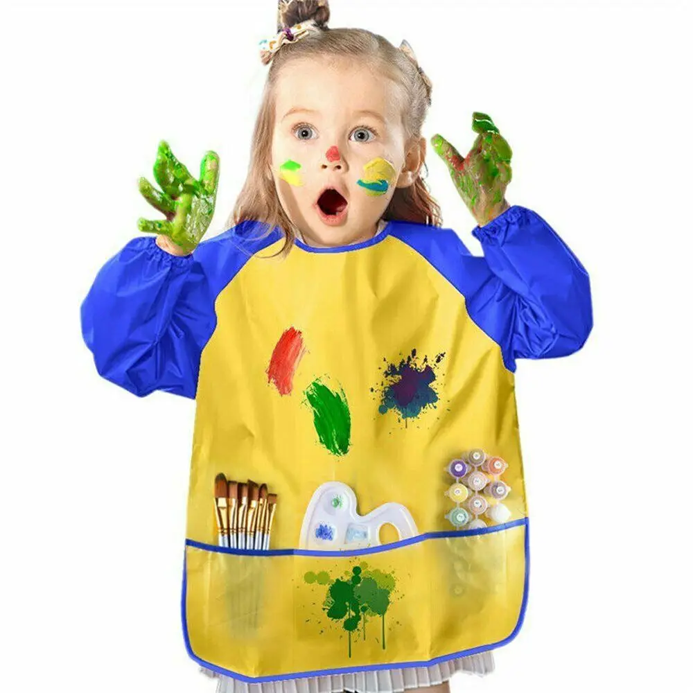 Portable Feeding Eating DIY Craft Paint Drawing Clothes Baking Tool Smock Art Accessory Painting Apron Kids Bib