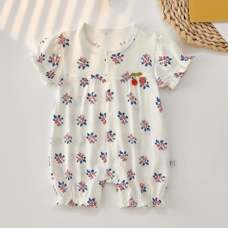 

Jenny&Dave Baby short sleeved jumpsuit summer thin men and women baby pajamas pure cotton romper crawling clothes summer clothin