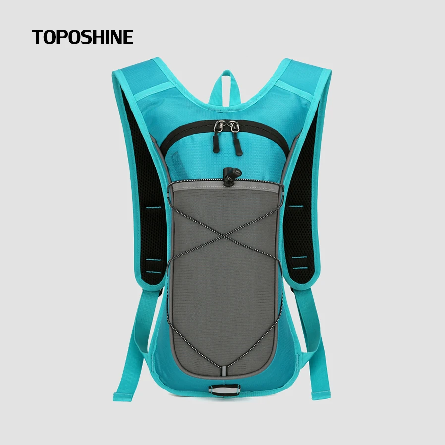 Toposhine Lightweight Teal&Gray Hydration Backpack for Hiking Cycling Running Breathable Mesh Back Elastic Bungee Storage Bags