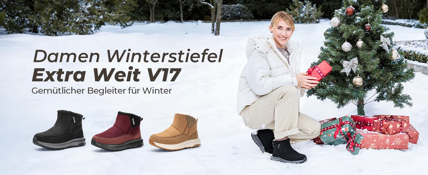 FitVille Damen-Schneestiefel mit extra breiter Zehenpartie, wasserabweisende, pelzgefütterte, warme Diabetiker-Schuhe zur Schmerzlinderung. – Detail 3