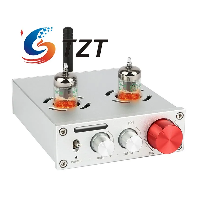 TZT BX1 Hifi Bluetooth Ламповый предусилитель Ламповый предусилитель (черный/серебристый) с лампами GE5654W для усилителей и активных динамиков