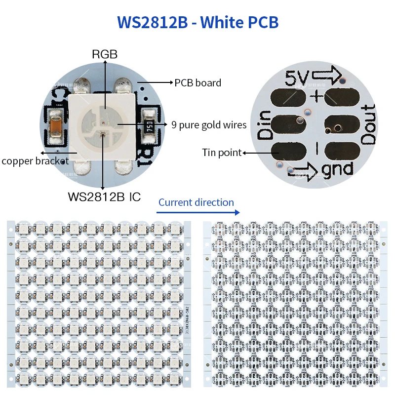 50pcs-1000pcs WS2812B WS2812 SK6812 LED Chip 5050 SMD RGB RGBW DC5V with Black/White PCB Board Heat Sink 9.6mm Diameter