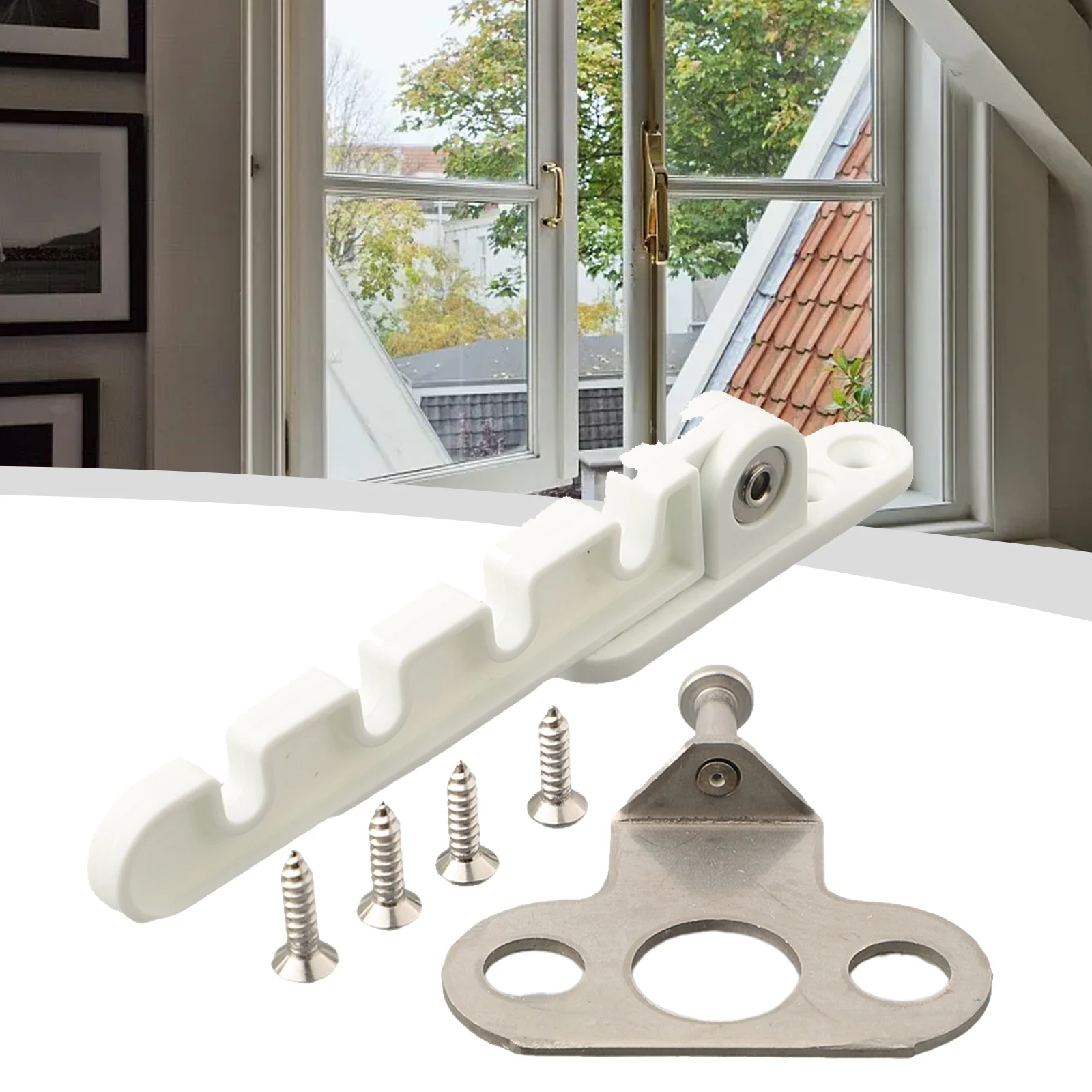 

Sash Limiter Latch Door Lock Sash Lock Wind Hook Child Safety For Homes For Kindergartens White Plastic mild Steel