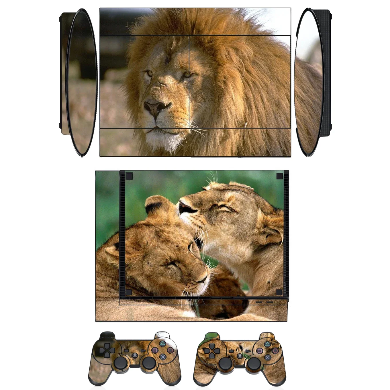 Wild Animals Vinyl Skin Sticker Protector for Sony PS3 Super Slim and 2 Controller Skins Stickers