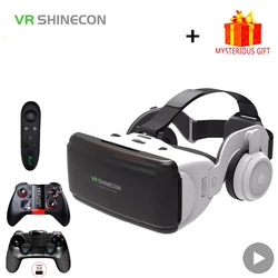 VR Shinecon Casque kask 3D gözlük Smartphone için sanal gerçeklik akıllı telefon kulaklık gözlük dürbün Video oyunu Wirth Lens