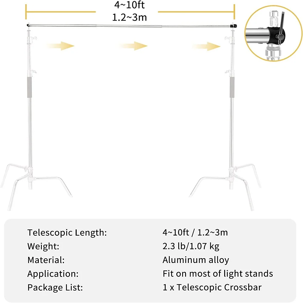 Selens Telescopic Tripod Stand Horizontal Bar Adjustable C-Stand Tripode Pole Photo Studio Kits Photography Props штатив