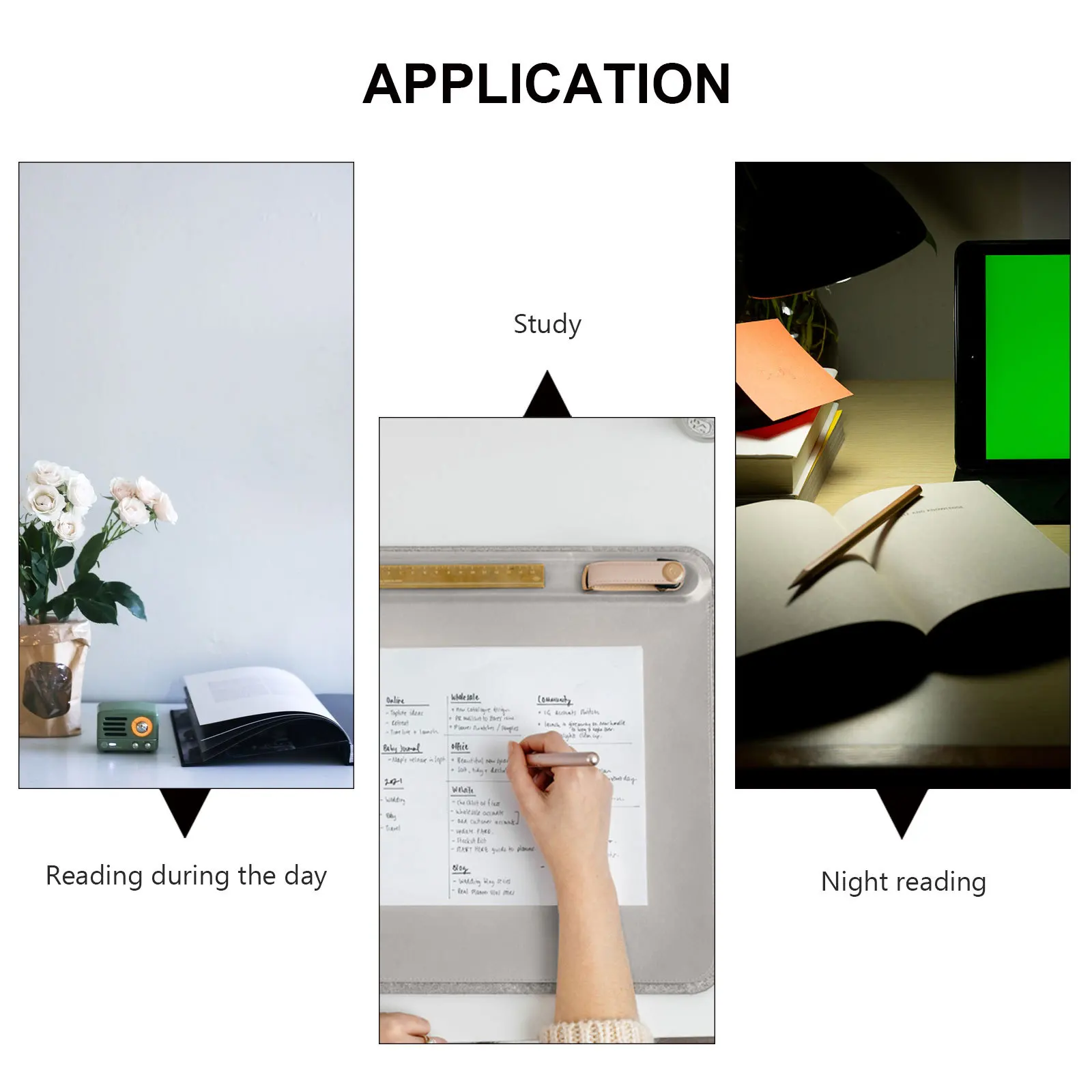 

Book Light Led Reading Lamp Eye-Caring Clip Desk Light For Study Work Travel Portable 3 Button Batteries Powered Pink