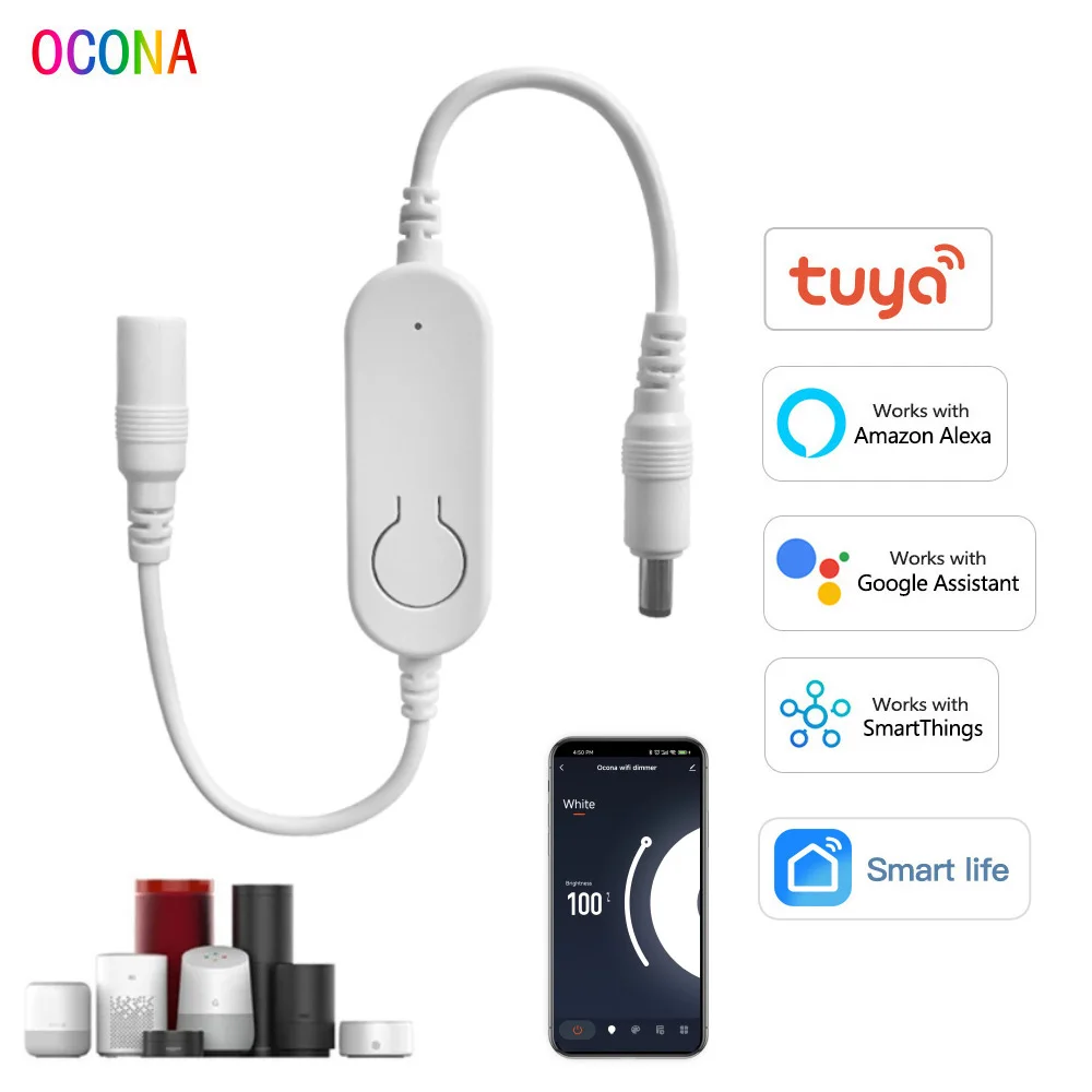 Tuya Wifi LED Controller Dimmer PMW DC 12V~24V Brightness Adjustment Switch For LED Strip Lights Work with Alexa Google Assitant