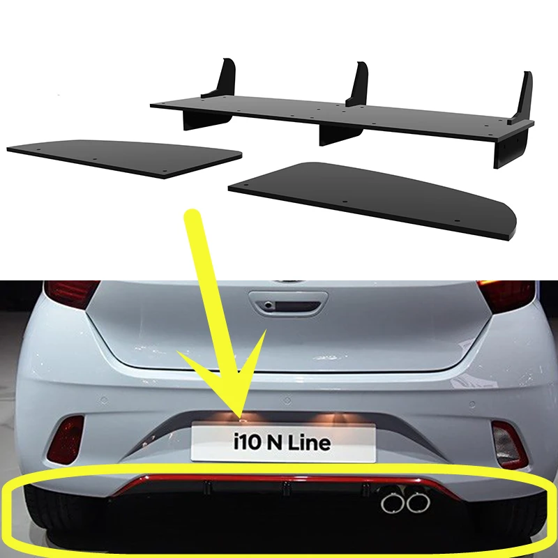 

Fit Hyundai i10 N Line 2020--2023 Year Rear Diffuser Bumper Lips Spoiler Splitter Body Kit Accessories