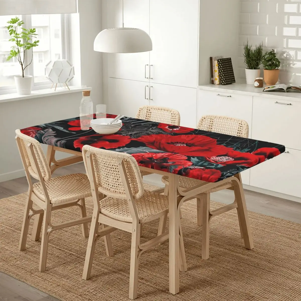Poppy Gard Customized Rectangular Tablecloth Oilproof Table Cover for Dining Events Table Cloth