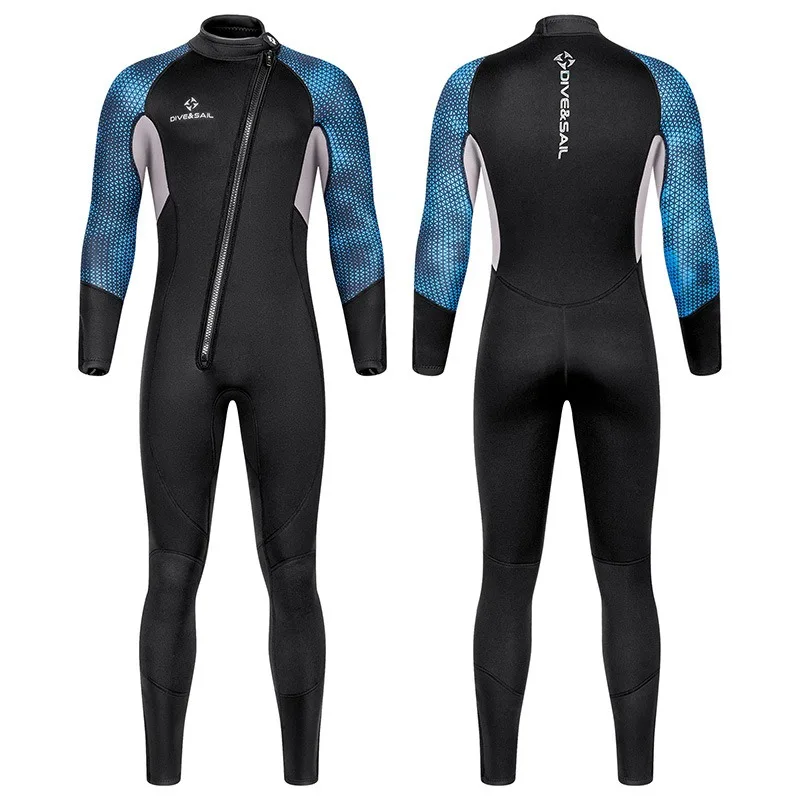 بدلة غطس رجالية دافئة قطعة واحدة مقاومة للبرودة بدلة غطس للسباحة والغوص 3 مللي متر قطعة واحدة دافئة بسحاب أمامي مفتوح
