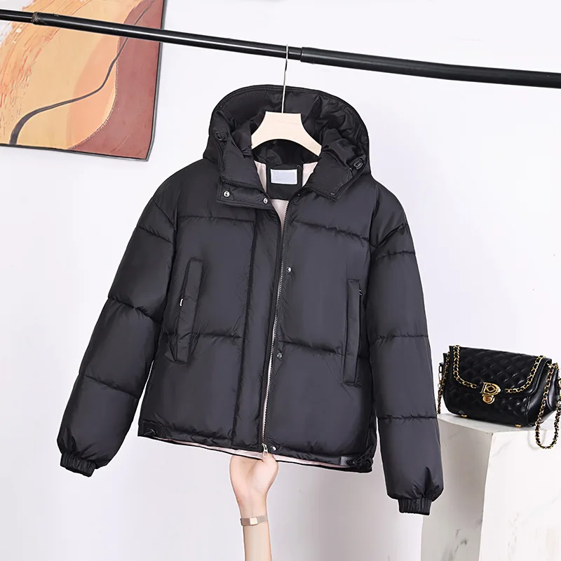 2025 Giacca invernale in cotone ispessito da donna Casual vestibilità ampia tinta unita cappotto con cappuccio giacca imbottita in cotone capispalla moda