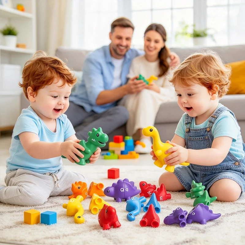 11/14pcs dinosaur toys, paired puzzle toys, cognitive letters, numbers, patterns, puzzle assembly toys, holiday gifts