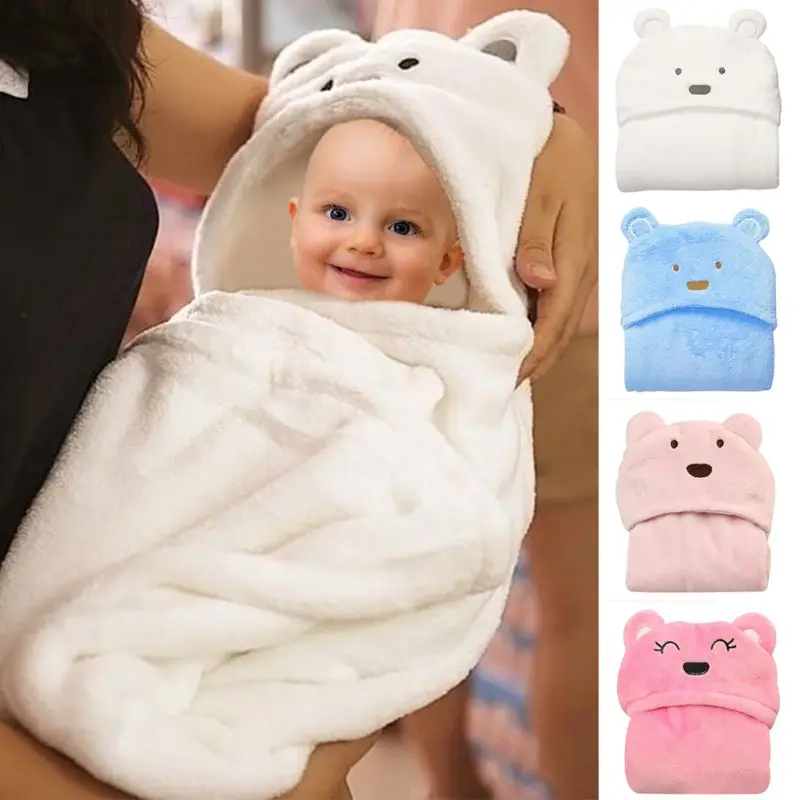 Baby Hooded Towels Newborn Kids Bathrobe Super Soft Bath Towel Blanket Warm Sleeping Swaddle Wrap for Infant Boys Girls