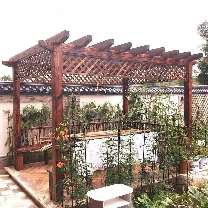 Outdoor  wood grape stand preservative wood promenade terrace park solid wood parking shed garden flower stand outdoor