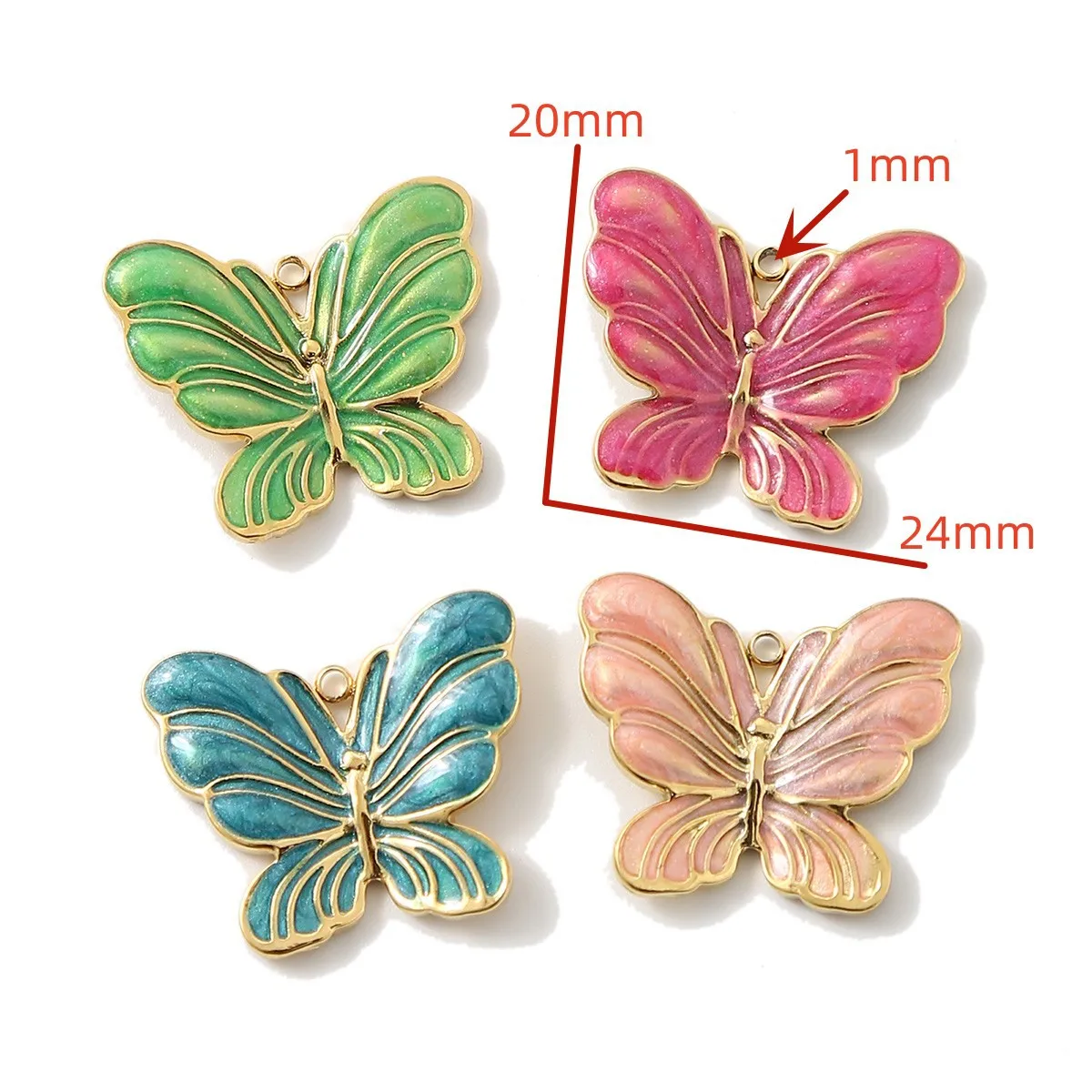 WT-SSP074 Beautiful&Colorful Butterfly Shape Stainless Steel Texture Vivid Pendant Charms For Women Jewelry Making