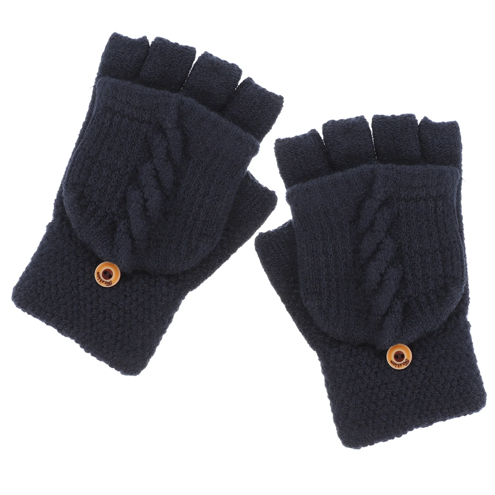 زوج واحد من قفازات الأصابع القابلة للتحويل للنساء، قفازات دافئة من مزيج الكشمير الأكريليك، تصميم شاشة لمس متوافقة مع الشتاء