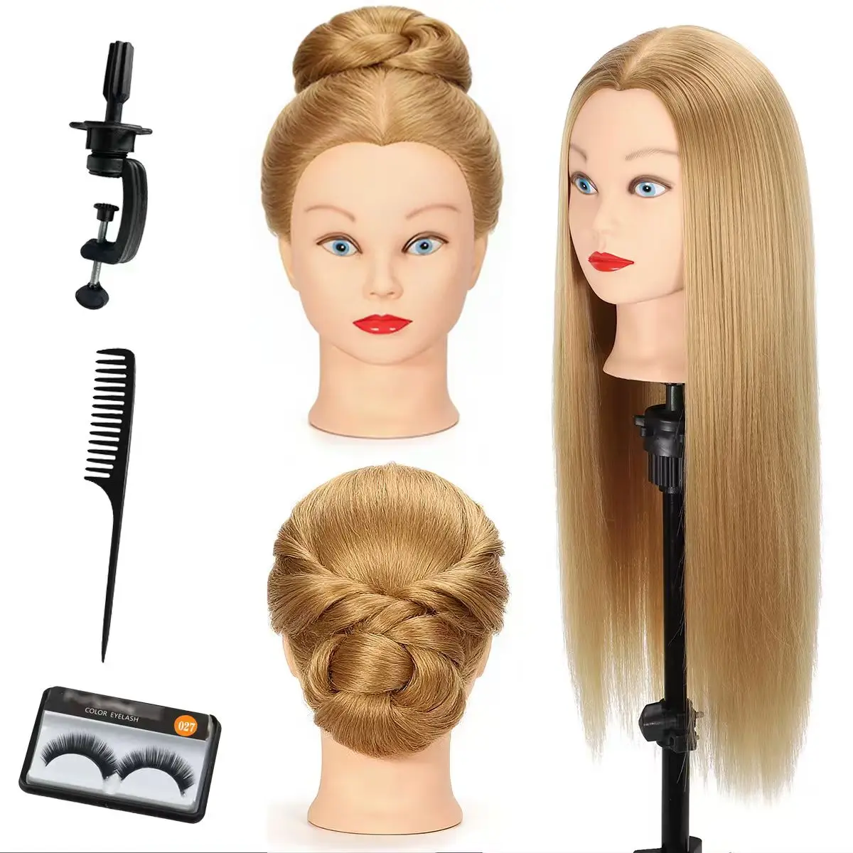 

Mannequin Head with 80% Real Human Hair with Tripod Stand - 28" Makeup Cosmetology Manikin Doll Head for Hair Styling, Hairdressing Training Head for Braiding Practice Suitable for Hair Extensions