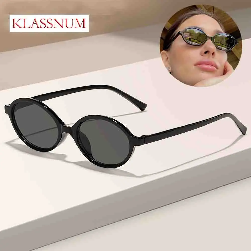 

KLASSNUM 2026 High-end Vintage Oval Small Frame Sunglasses Women'S European American Fashion Sunglasses Wear Shopping Cycling