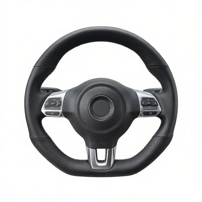 Funda de Cuero Negra para Volante de Coche Volkswagen Golf 6 GTI MK6 VW Polo GTI Scirocco R Passat CC R-Line 2010, Accesorios Interiores para Coche