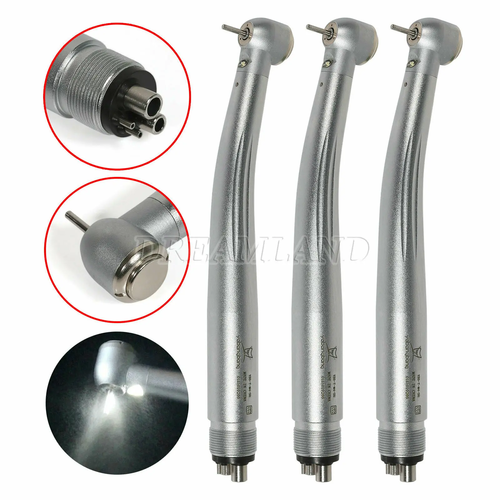 

3PCS Kavo Style E-generator Dental LED Fiber Optic High Speed Handpiece Internal Triple Spray Turbine 4Hole