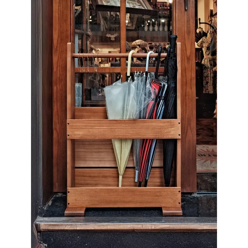 Solid Wood Umbrella Door Bedroom Storage Rack, Bottom Floor Umbrella Sundries Storage Rack
