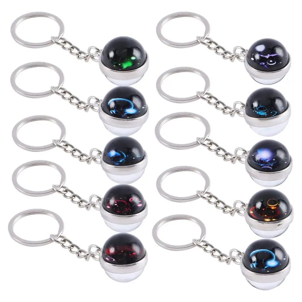 

Key Chain Holder Libra Pendant Glass Ball Jewelry Leo Zodiac Keychain 12 Constellation Keychain Key Rings