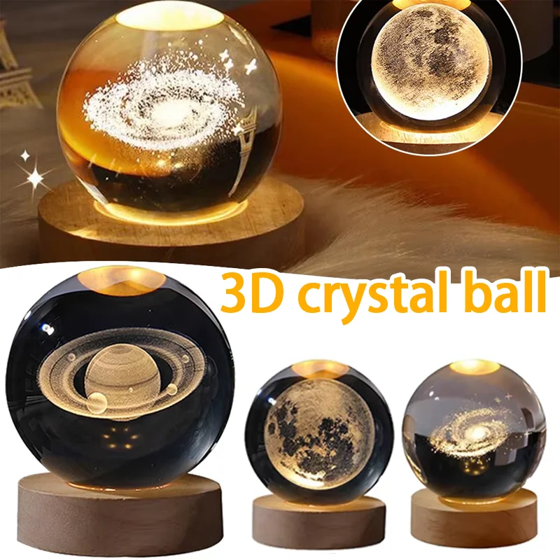 The galaxy crystal ball lamp is paired with 3D galaxy and planet projection lamps to create a desktop atmosphere crystal ball