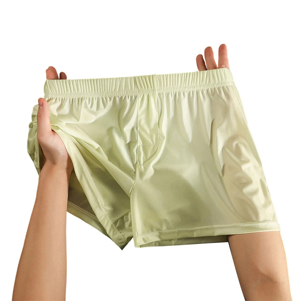

Men Satin-like Glossy Briefs Soft Boxers Ice Silk Lingerie Ultra Hot Loose Underwear Stretch Homewear Sleep Shorts Men's Panties