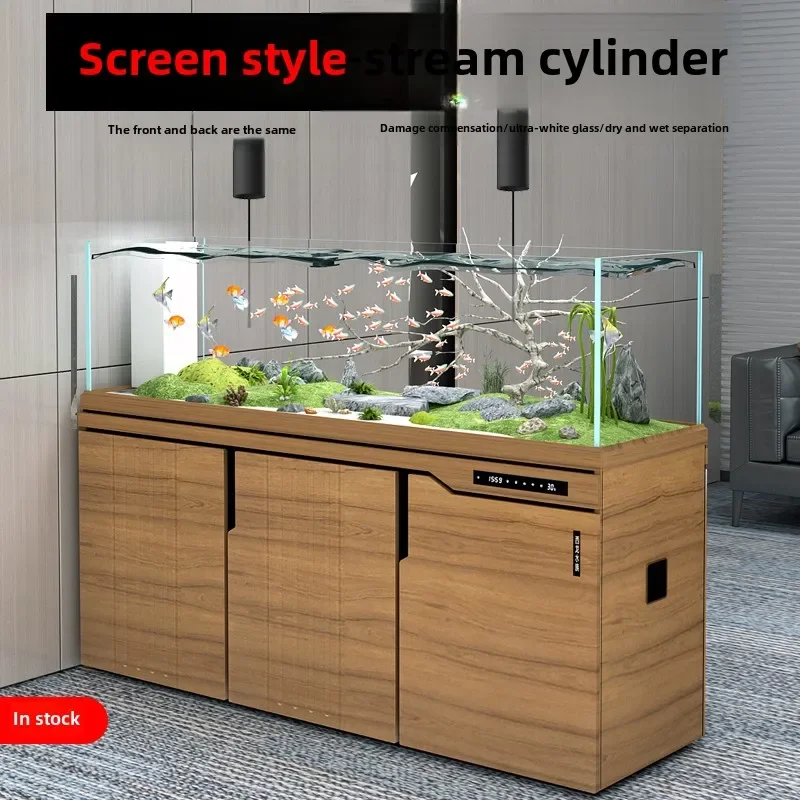 LYN fish tank aquarium bottom filter ultra-white glass stream tank overflow ecological sea tank