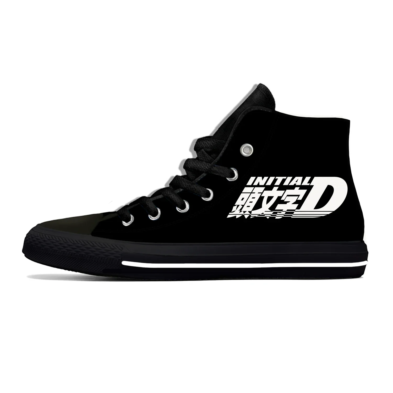 Japanese Anime Initial D High Top Sneakers Mens Womens Teenager High Quality Canvas Sneaker Casual Couple Shoes Custom Shoe
