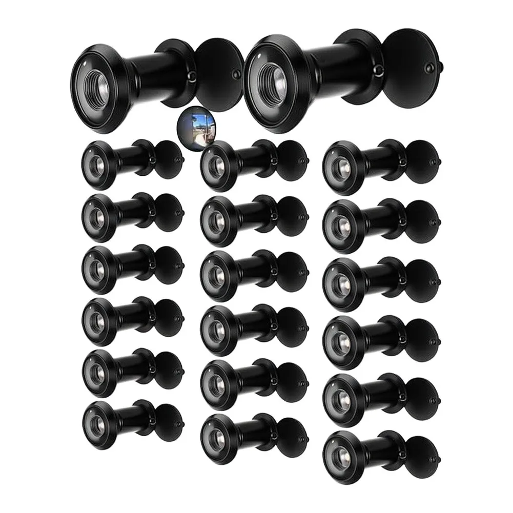 20 Pack Black Door Peephole With 200 Degree View And Privacy Cover Zinc Alloy Security Viewer For Home Entrance Hardware