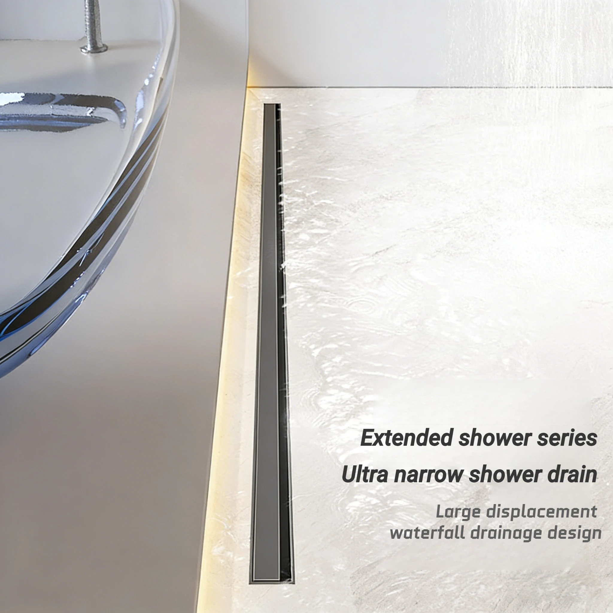 High Quality Bathroom Shower Room Floor Drain Thickened Gun Gray Extremely Narrow Long Floor Drain Deodorant Invisible Drainage