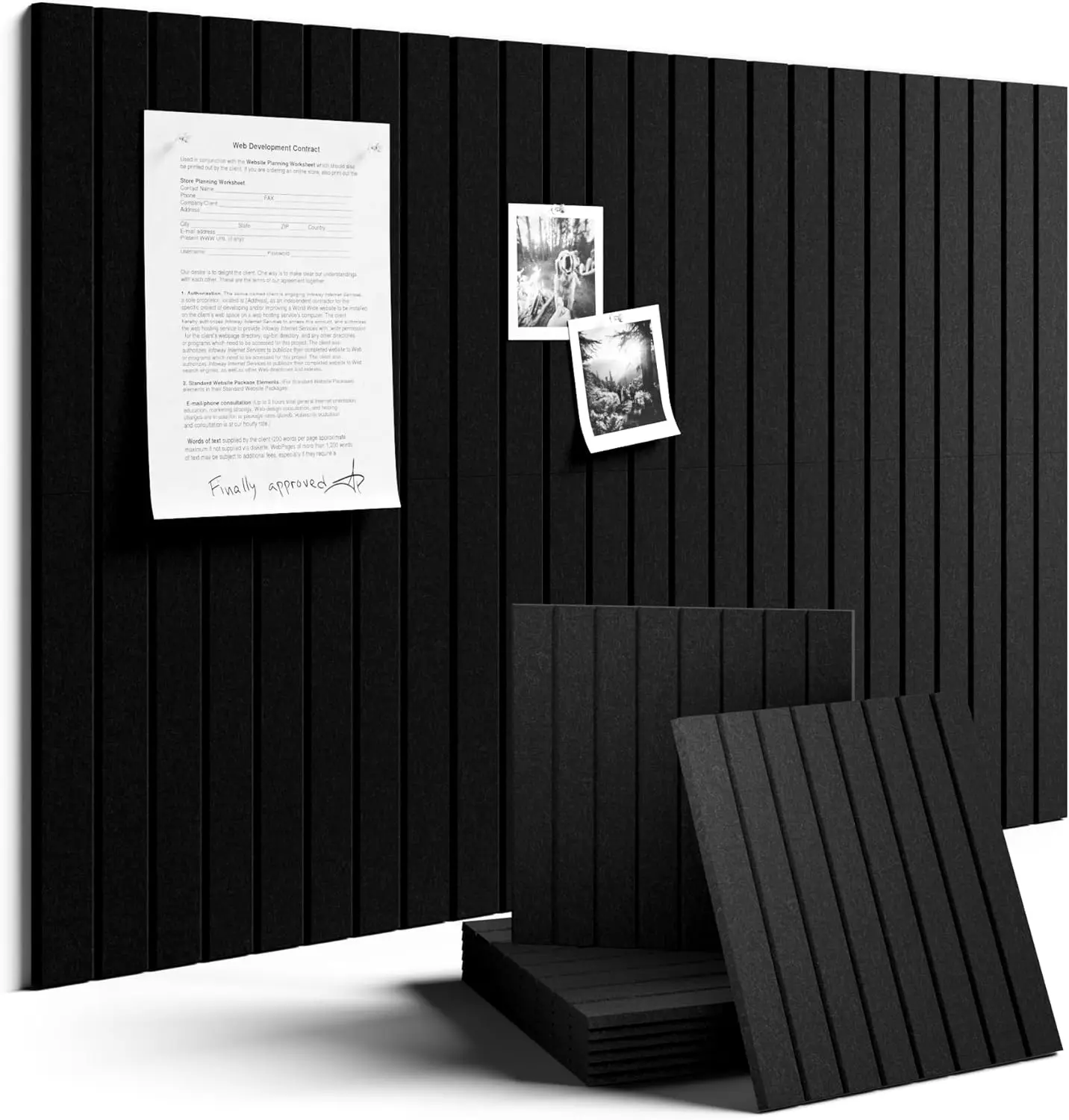 24x24CM 6PCS Black Felt Wall Pin Acoustic Panels Bulletin Note Soundproof Cork Board Pared Tiles Decor Ceiling Inner Office Home