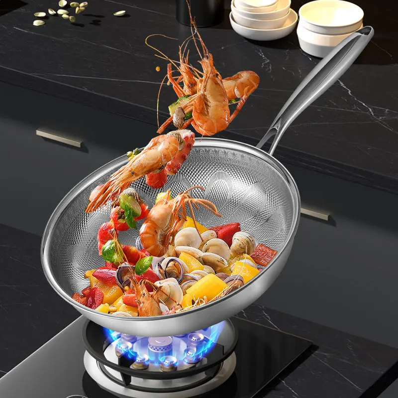 Sartén Profesional de Titanio Puro de 28 cm, Antiadherente, para Huevos y Filetes, sin Recubrimiento, con Patrón Martillado Tipo Pavo Real, Utensilio de Cocina