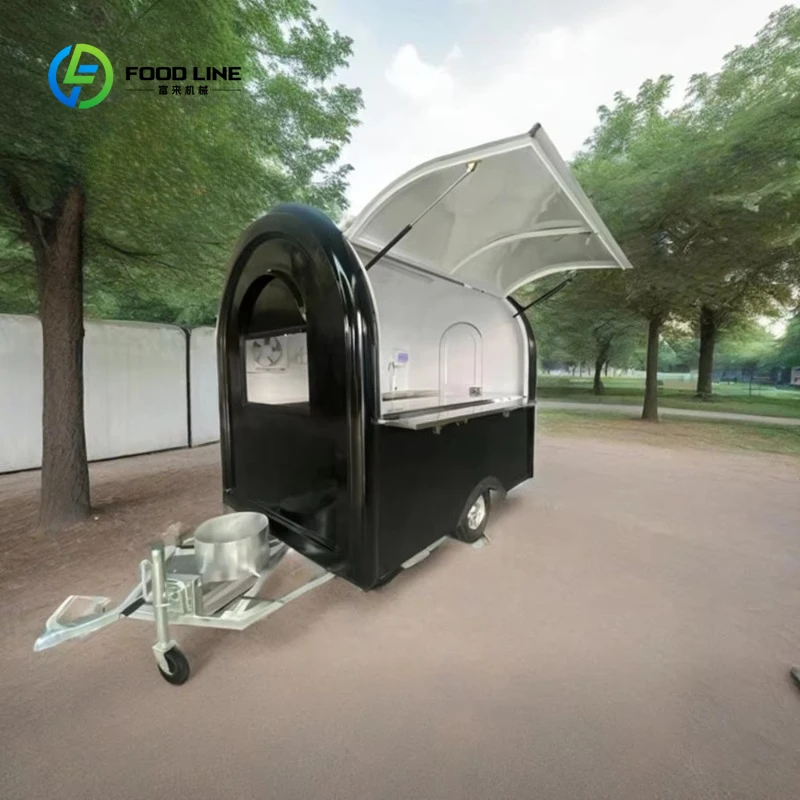 

Fully Equipped Round Food Trailer With Hot Plate and Storage for Park Food Vendor Mobile Durable Anti Scratch