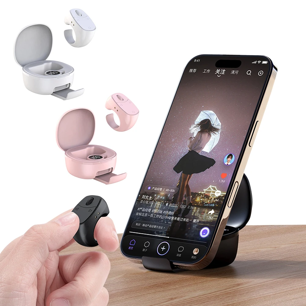 Scrolling Ring Bluetooth-Compatible 5.3 Wireless Camera Shutter Multi-Function Remote Control Shutter/Clicker for Outdoor Travel