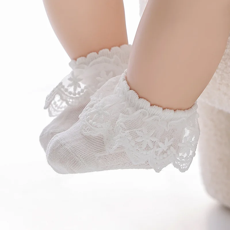 Four Pairs Spring and Summer 2024 New Children\'s Girls Lace Korean Version Comfortable Loose White Dance Princess Socks