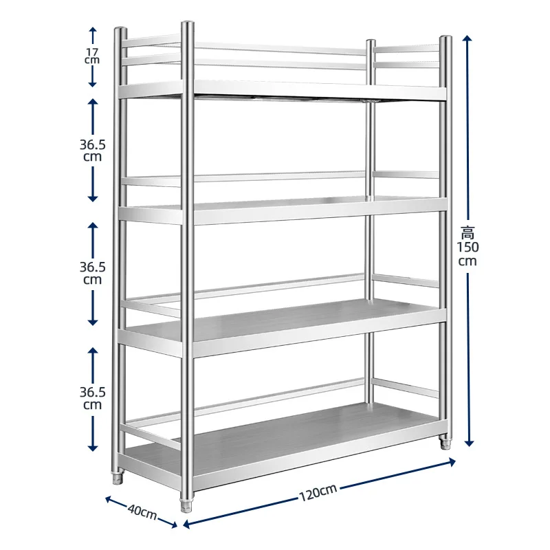 Kitchen Shelf 304 Stainless Steel Floor Fence Microwave Oven Shelf Multifunctional Storage Shelf